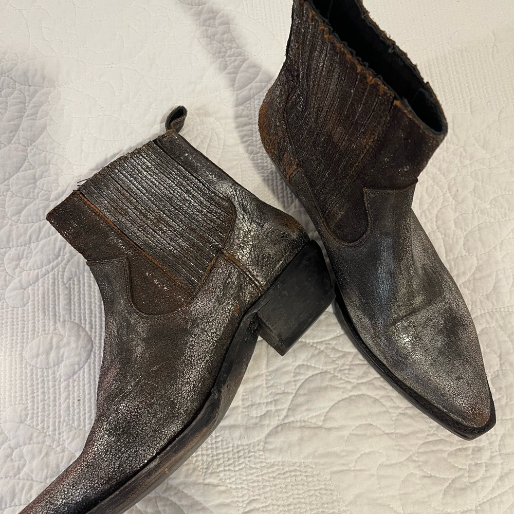 Frye Silver Leather Ankle Boots